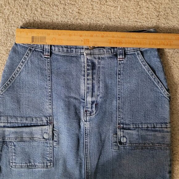 Eddie Bauer Denim Maxi Pencil Cargo Skirt Womens 4P Blue Western Boho Cowgirl - Picture 6 of 14